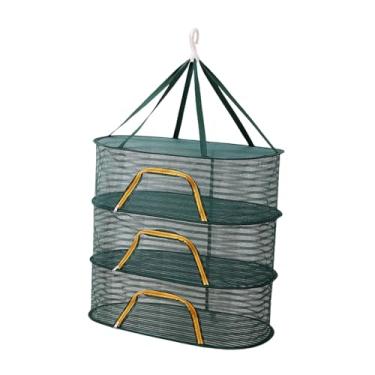 Imagem de Generic Rede de secagem para pesca, rede de secagem de alimentos, grande capacidade, respirável, cesto seco dobrável para pratos de comida de peixe, frutas, Três Camadas