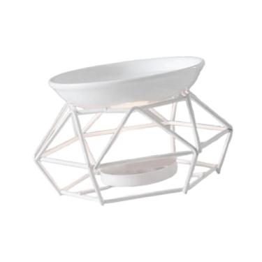 Imagem de Ioensy Queimador de óleo essencial, aquecedor de aroma, decoração de mesa para presente interno, porta-velas de cerâmica para quarto de namorados, Branco