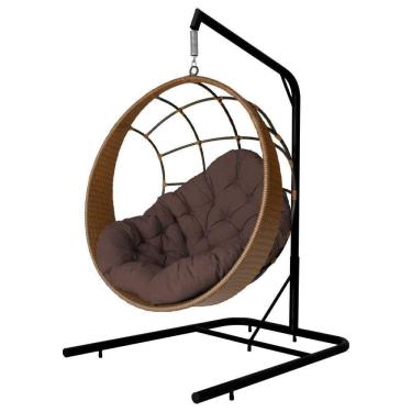 Imagem de Cadeira Balanço Ninho Suspenso Com Suporte E Almofada Argila/marrom