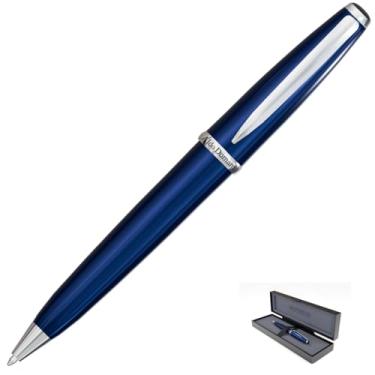 Imagem de Monteverde Caneta esferográfica de luxo Aldo Domani dos EUA – Acabamento em laca azul escuro – Tinta gel azul suave – Caneta estilo Parker recarregável de inspiração italiana