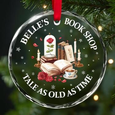 Imagem de 34HD Enfeite de vidro para livraria 2025 – Presente para amantes da leitura de beleza, decoração de árvore de Natal de conto de fadas