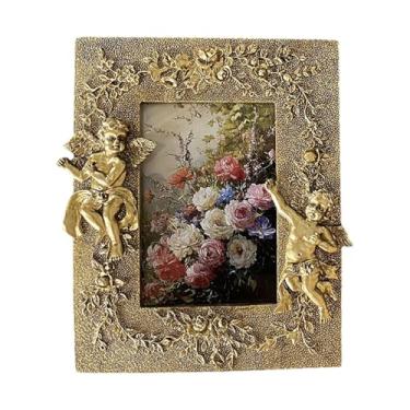 Imagem de BLWOTMOR Moldura de quadro ornamentada, porta-retratos, suporte de mesa para pendurar fotos na parede para quarto