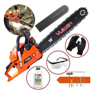 Imagem de Motoserra Vulcan Trent Vsl550 55cc Moto Serra 3hp + Oleo Stihl 2t P/ Carpintaria, Desdobra de Madeira, Corte de Arvore