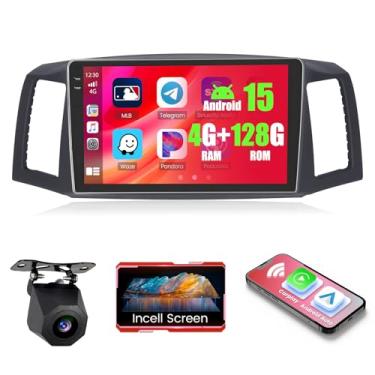 Imagem de Rádio veicular Android 15 de 4 + 128 GB para Jeep Grand Cherokee (LHD) 2004-2007 com Carplay sem fio, Android Auto, Realdio Car Stereo com tela sensível ao toque de 10,1 polegadas na célula, WiFi, BT