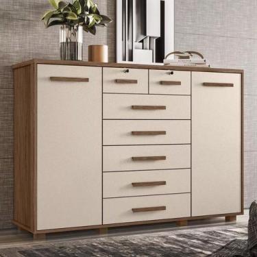 Imagem de Cômoda Fontana com 7 Gavetas e 2 Portas - Moveis Albatroz, Avelã/Fendi