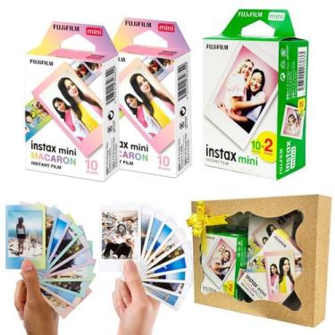 Imagem de Filme Instax Mini 20 Fotos + 20 Fotos Black Com Caixa De Presente Maca
