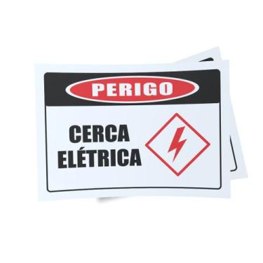 Imagem de Kit 3 Placas sinalização 15x21cm EM PVC PL(136) - Tema: Cerca Elétrica