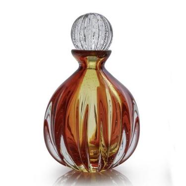 Imagem de Garrafa Em Cristal Murano Vermelho E Âmbar - São Marcos 41cm