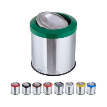 Imagem de Lixeira Inox Com Tampa Basculante 10 Litros Flip Top - CM Design, Verd