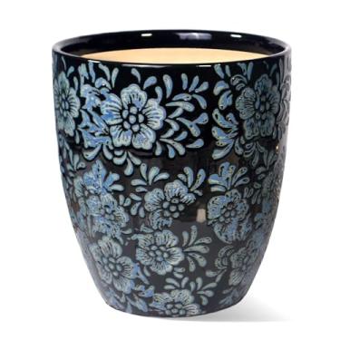 Imagem de Vaso de plantas de 25 cm, vasos de cerâmica, vaso de cerâmica para plantas internas ao ar livre, decoração de casa moderna de meados do século, vaso de flores moderno, vaso grande com orifício de