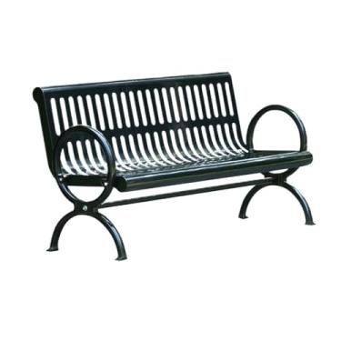 Imagem de YAYAOVP-24927 Banco externo para jardim ao ar livre, banco preto, assento de ferro de metal aberto, com pernas de cadeira de alumínio fundido, para varanda, pátio, parque, bancos de lazer e jardim