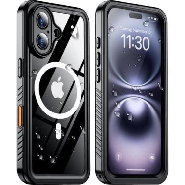Imagem de Capa magnética Temdan para iPhone 16 à prova d'água, protetora de tela