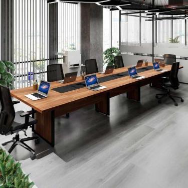 Imagem de Mesa Reunião Corporativa 4,80m 8 Pessoas c/ Cx de Tomadas F5 - F5 Offi