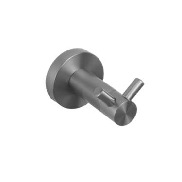 Imagem de Conjunto de acessórios para banheiro cinza, kit de acessórios, suporte de parede redondo de aço inoxidável, barra de mão, suporte para rolo de papel higiênico, gancho para toalha, gancho duplo