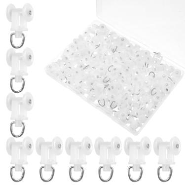 Imagem de FdcLixuvol 100 peças de rolos para trilhos de cortina, ganchos para trilhos de teto, ganchos de plástico, rolos, rolos, rolos, roldanas, esferas, janelas, trilhos de cortina de chuveiro