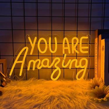 Imagem de Placa de néon You are Amazing para decoração de parede, sinal LED incrível alimentado por USB, reutilizável, placa de iluminação incrível para meninos e meninas, placas iluminadas para quarto e sala