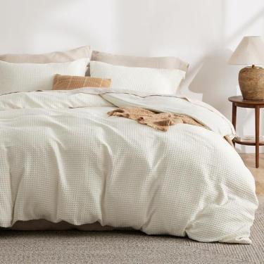 Imagem de Capa de edredom Bedsure Luxury Waffle Queen Size Irovy White