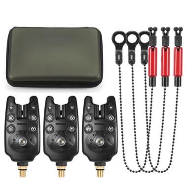 Imagem de doorslay Ajustável, volume e sensibilidade para detecção precisa de sinal LED, integração perfeita com alarme de pesca, kit de alarme de mordida de pesca com zíper (vermelho)