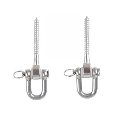 Imagem de uvbws Pacote com 2 (tipo D) Cabides de balanço pesados, gancho de rede de aço inoxidável 180°, capacidade de balanço de varanda de 680 kg, adequado para cadeiras de rede, bolsas de pendurar, seda de