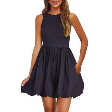 Imagem de Vestido de verão PRETTYGARDEN 2025 casual sem mangas azul marinho