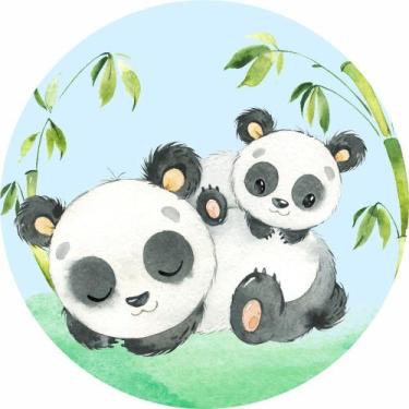 Imagem de Painel De Tecido Sublimado Redondo Panda Cute Aquarela C/Elástico - Fa