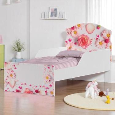 Imagem de Cama Infantil Tick Rosas Com Colchão - CASA H