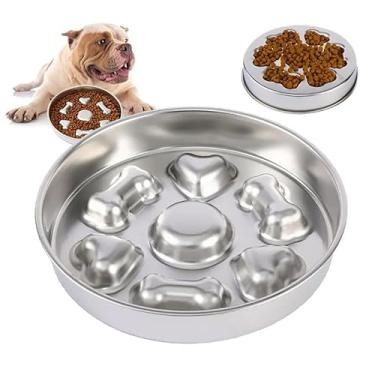 Imagem de Comedouro Lento Educativo Interativo inox Linha Premium Cachorro Gato Antiderrapante Pet