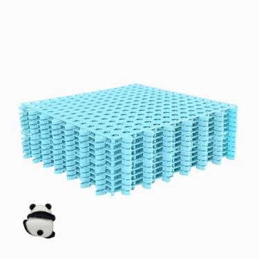 Imagem de Pacote com 12 azulejos interligados de 30 cm x 30 cm com orifícios de drenagem, tapete de chuveiro antiderrapante de PVC macio, tapete de almofada modular interligada para ralo, piscina, pátio