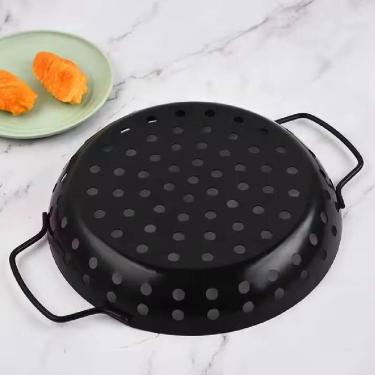 Imagem de Panela Churrasqueira Fritadeira Grelha Antiaderente Cesto Churrasco Legumes Camarao Peixe Grelhado