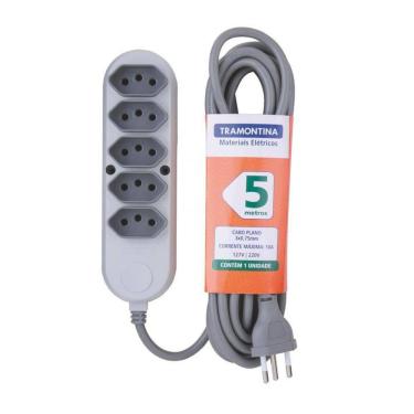 Imagem de Extensão Tramontina 5m 5 Tomadas 2P+T Multipla