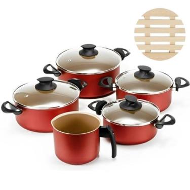 Imagem de Jogo De Panelas 05 Pçs Antiaderentes + 05 Descansos Panela - Marcolar