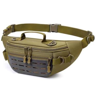 Imagem de Pochete tática para homens e mulheres, bolsa de cintura militar, bolsa utilitária para quadril, bolsa transversal, bolsa para ciclismo, caminhada, pesca, cáqui03