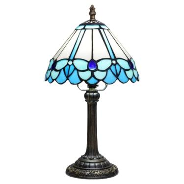 Imagem de Blivuself Luminária De Leitura Estilo Borboleta Azul Tiffany, Luminária De Vidro Colorido, 8X8X14 Polegadas, Mesa De Cabeceira, Luz Noturna, Luminária De Mesa Para Escritório E Casa Com Lâmpada Led