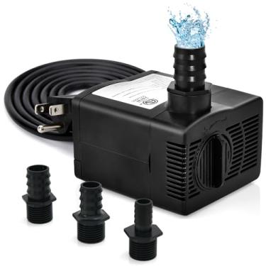 Imagem de Goplus Bomba de água submersível 383GPH (1450L/H, 30W), bomba de água de fonte ultra silenciosa com elevação de 2,5 m de altura, cabo de alimentação de 1,8 m e 3 bocais para aquário, hidropônico