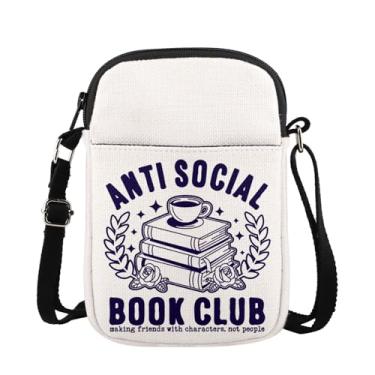 Imagem de MAOFAED Presente do clube do livro, bolsa tiracolo anti-social para amantes de livros, presente de leitura, presentes para leitores de romance (antiBookClub)