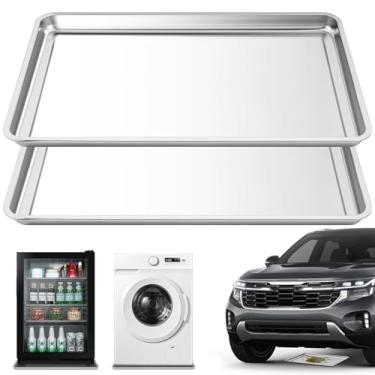 Imagem de Teodute Bandeja de gotejamento de óleo de aço inoxidável de 24 x 40 x 40 cm para troca de óleo, bandeja de gotejamento automotiva grande bandeja de reposição para manter o chão da garagem limpo