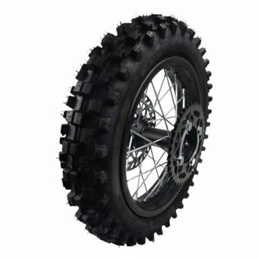 Imagem de ZTDZZH Conjunto de pneu de aro de roda traseira de 35.6 cm para Dirt Bike 90/100-14 eixo de 15 mm pneu de aro de roda traseira para bicicleta de sujeira 50cc-125cc TTR SSR CRF Apollo inclui disco de