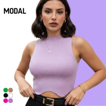 Imagem de Cropped Tricot Modal V na Barriga - Vitrine Collection, Lavanda, U