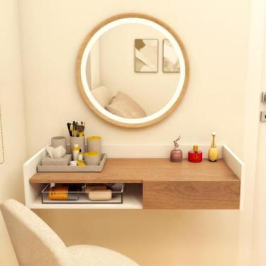 Imagem de Escrivaninha Suspensa C Nicho Flutuante Madeira Mdp 90cm - Demoveis, B