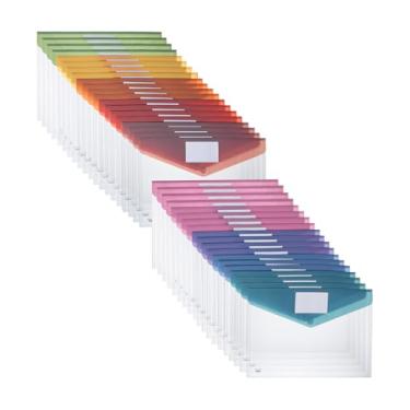 Imagem de Mr. Pen - Envelopes de plástico transparente com fecho de pressão, pacote com 40, A4, tamanho carta, abas coloridas, pastas transparentes para documentos, envelopes de plástico para documentos