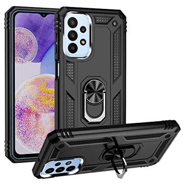 Imagem de SORAKA Capa para Samsung Galaxy A23 5G com suporte de anel capa protetora para Samsung Galaxy A23 4G capa traseira de policarbonato rígido com placa de metal para suporte magnético de telefone carro