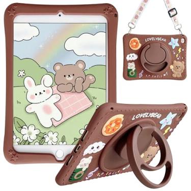 Imagem de Capa infantil para iPad iPad Mini 5 2019 e iPad Mini 4 2015 com alça giratória de 360°/alça de ombro, capa de silicone macio UUcovers com desenho 3D para iPad Mini 5ª/4ª geração de 7,9 polegadas, urso