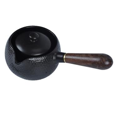 Imagem de Bule de café e chá clássico, cabo lateral com infusor, filtro de coador, fogão elétrico de cerâmica Kungfu bule de chá 400 ml/14 onças bule de chá