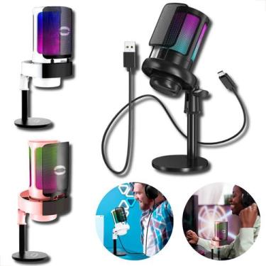 Imagem de Microfone De Mesa Condensador Rgb Usb Profissional Gamer Para Streamin