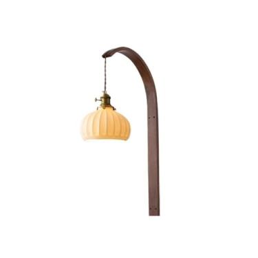 Imagem de Luminária de parede moderna e elegante para iluminação interna, corredor entrada, abajur vidro, base madeira para corredor, hall de entrada