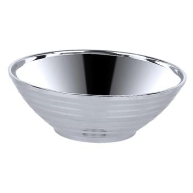 Imagem de KiBcsLic Tigela de aço inoxidável para servir tigelas de camada dupla para udon soba pho tigelas de macarrão ramen multifuncionais tigela de sopa de macarrão, Prata