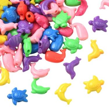 Imagem de SUNNYCLUE 200 g contas de plástico oceano contas animais marinhos tartaruga golfinho selo verão praia vida marinha criatura espaçadores soltos para fazer joias, pulseira, colar, chaveiro, brincos