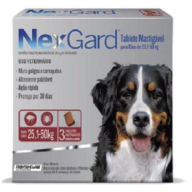 Imagem de NexGard 136 mg - Cães de 25,1 a 50 Kg cx com 3 tabletes - Merial - Fro
