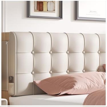 Imagem de Almofada para cabeceira de cama de solteiro, estofada, tufada, com capa removível, almofada de linho para encosto, para sentar na cama, ler ou descansar, almofada de suporte retangular para quarto e