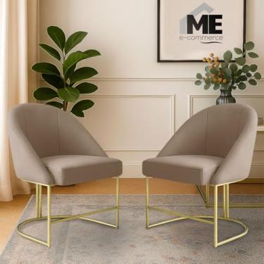 Imagem de KIT 2 Banqueta Poltrona Lua Penteadeira E Salão Com Base Metálica (capuccino)